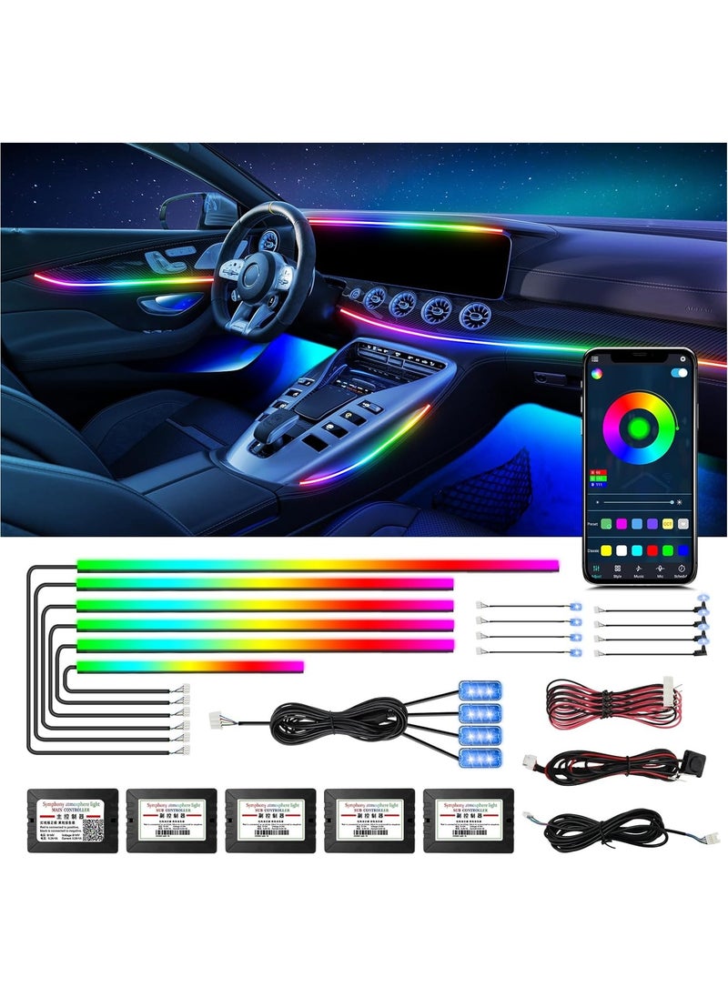 ماركة غير محددة - إضاءة داخلية للسيارات من WEBUPAR Dreamcolor Acrylic مقدمة من MT Best Buy، 18 في 1 أشرطة LED RGB مع التحكم عبر التطبيق – 213 وضع لون لإضاءة محيطية نيون - Image 1