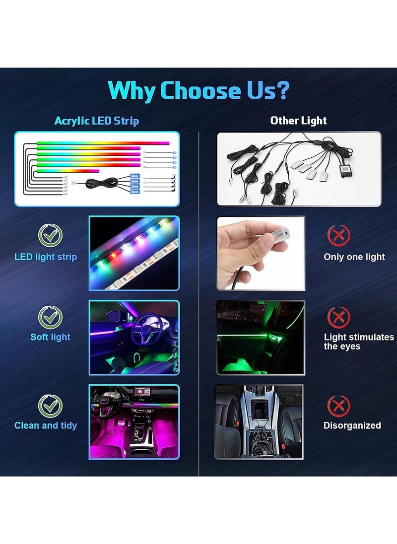 ماركة غير محددة - إضاءة داخلية للسيارات من WEBUPAR Dreamcolor Acrylic مقدمة من MT Best Buy، 18 في 1 أشرطة LED RGB مع التحكم عبر التطبيق – 213 وضع لون لإضاءة محيطية نيون - Image 1
