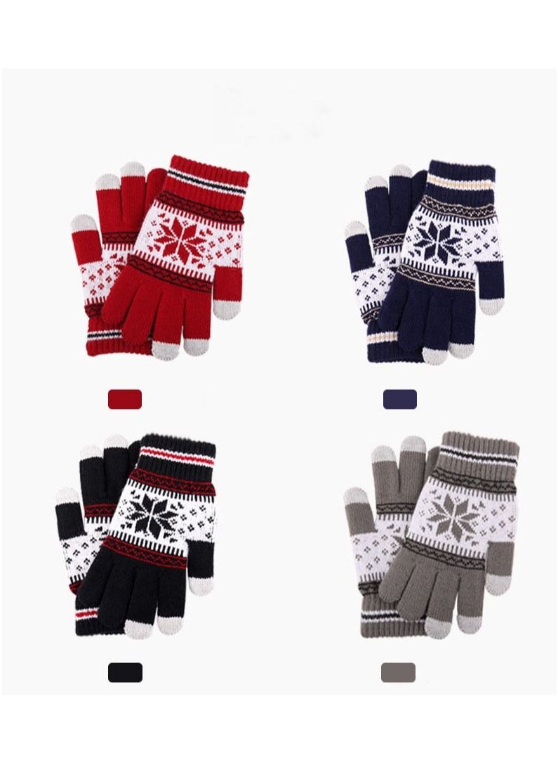Generic - Winter warm gloves touch screen gloves women's fashion snow fingered fleece knit warm gloves - Image 1
