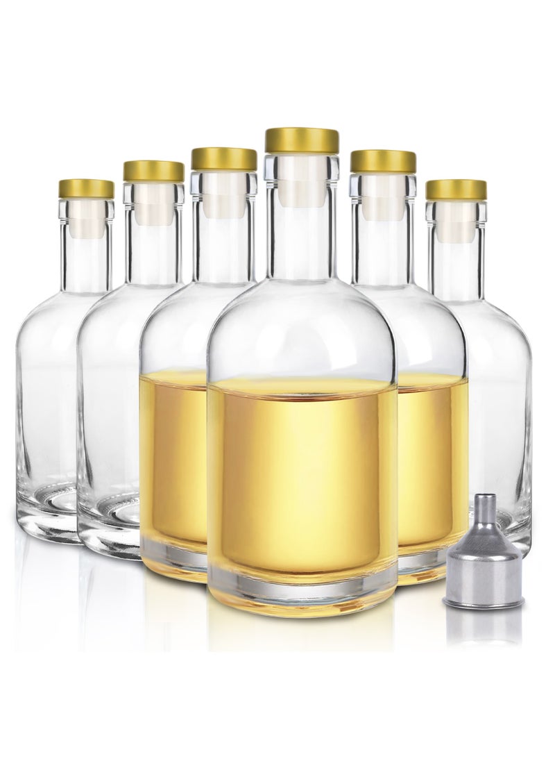 SKYLINK 6Pack 12oz Glass Bottles with Cork Stoppers – Reusable Clear Bottles for Kitchen, Dining, and Storage – Ideal for Juice, Oil, Vinegar, and DIY Crafts  - Image 1