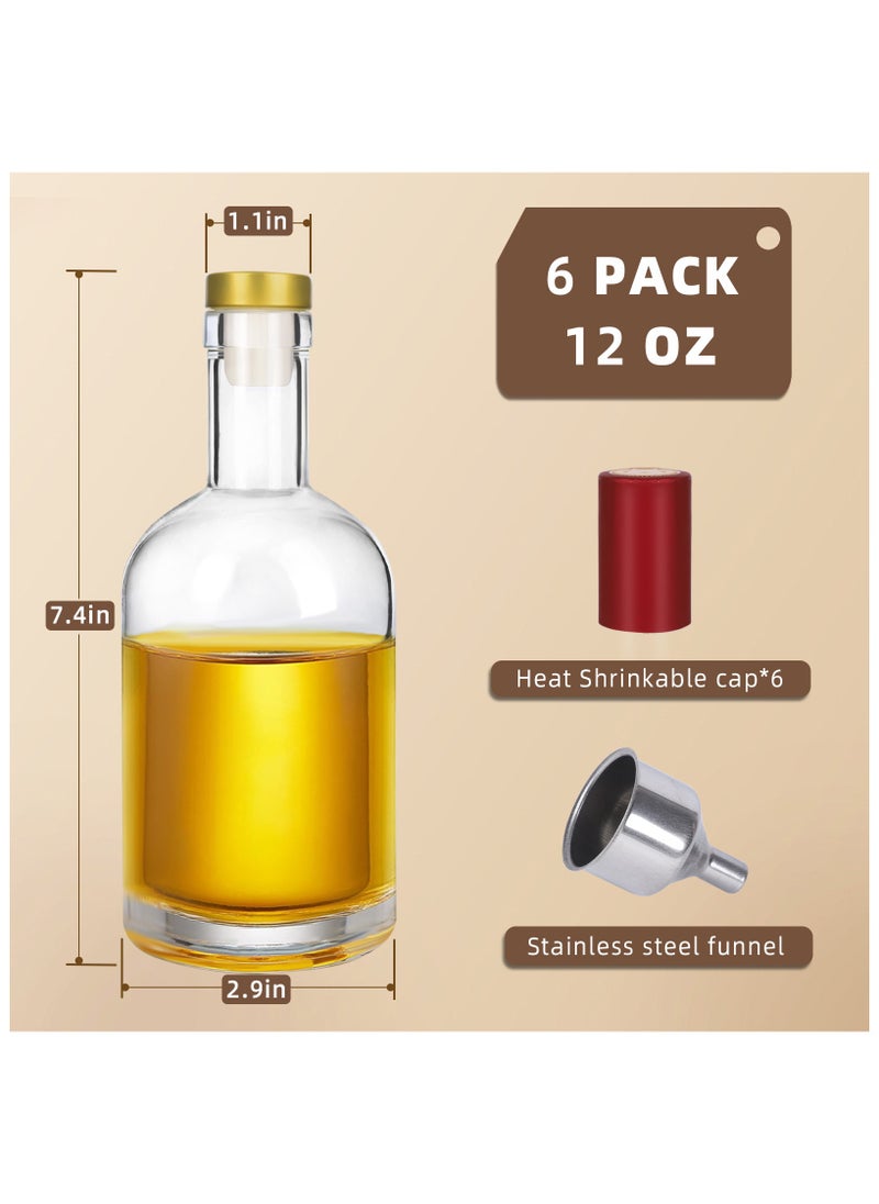 SKYLINK 6Pack 12oz Glass Bottles with Cork Stoppers – Reusable Clear Bottles for Kitchen, Dining, and Storage – Ideal for Juice, Oil, Vinegar, and DIY Crafts  - Image 2
