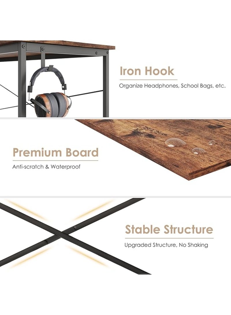 ماس مكتب كمبيوتر مع جيوب تخزين جانبية ، مكتب للدراسة ، بنمط عصري ، طاولة لابتوب ،طاولة دراسة قابلة للانعكاس، رف كتب وركن مكتب مع ارفف سهل التجميع، بمقاس ١٠٠ *٥٠  *٨٤ سم - Image 4