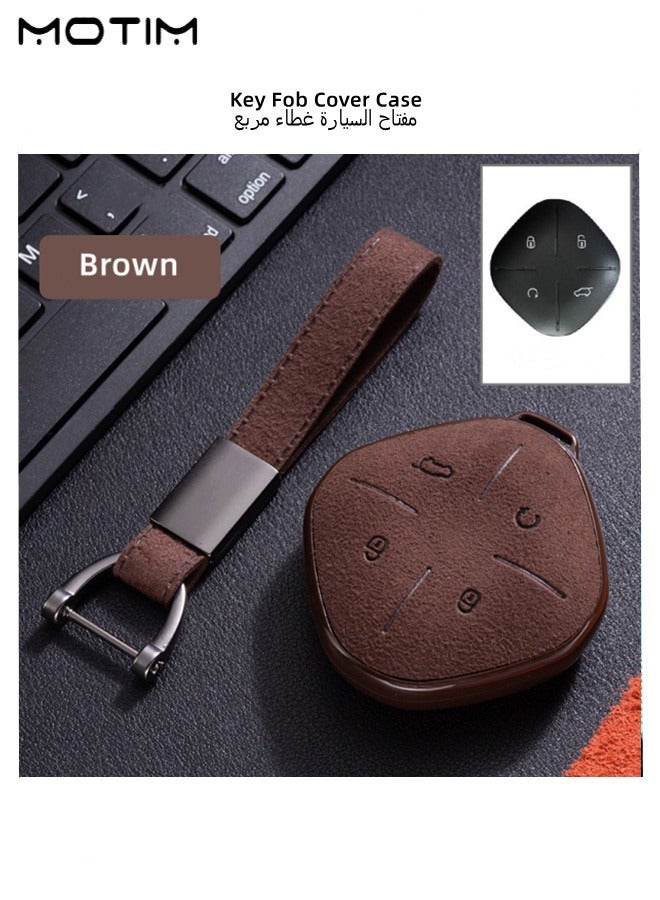 Motim Jetour Dashing /Jetour X 1 Plus DTC Leather Key Fob Cover, Full Protection Car Key Protector Cover, Anti-fall, Wear-resistance, Chery Car Key Accessories, Brown - Image 2