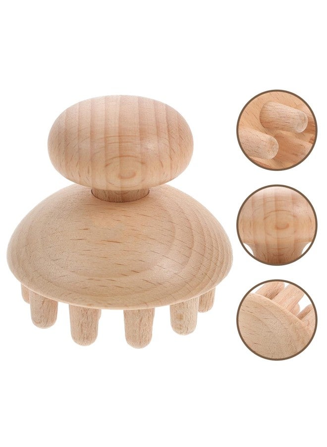 klarako Mushroom Wood Massager Wooden Full Body Massage Tools Hair Brush Massager for Lymphatic Drainage Scalp Hair Growth Anti- cellulite Muscle Release 6. 3X6X6CM 