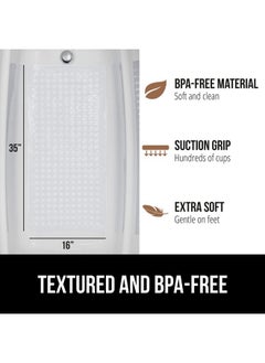 Gorilla Grip Gorilla Grip Patented Bath Tub Shower Mat, 35x16 Washable Bathtub Floor Mats, Suction Cups and Drain Holes to Keep Tubs Clean, Clear  - Image 5