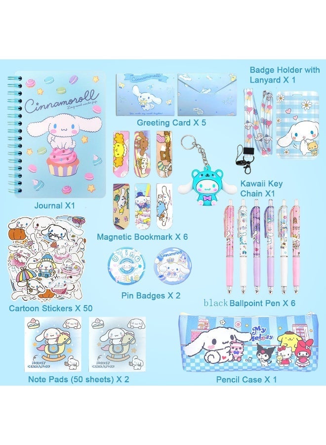 HANNEA® 26Pcs Kawaii Cinnamoroll School Supplies Set, Kawaii Stationery Supplies Set with Notebook, Pencil Pouch, Black Ball Pen, Assorted Cinnamoroll Stickers, Stationery Items Gift for Girls - Image 3
