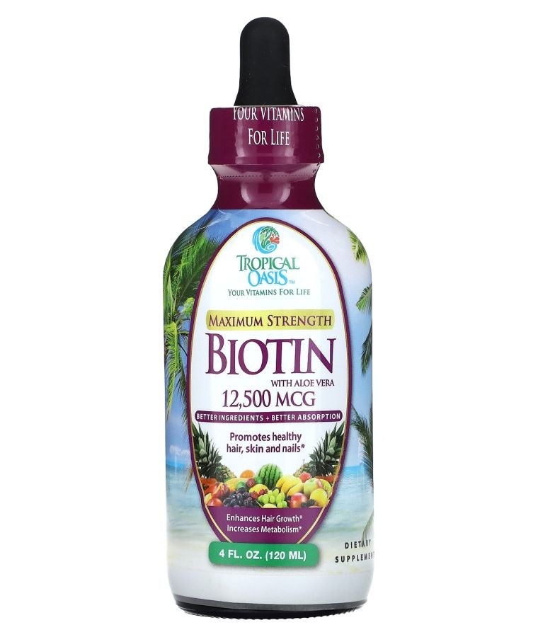 Tropical Oasis Biotin Maximum Strength with Aloe Vera 12500 mcg 4 fl oz (120 ml)