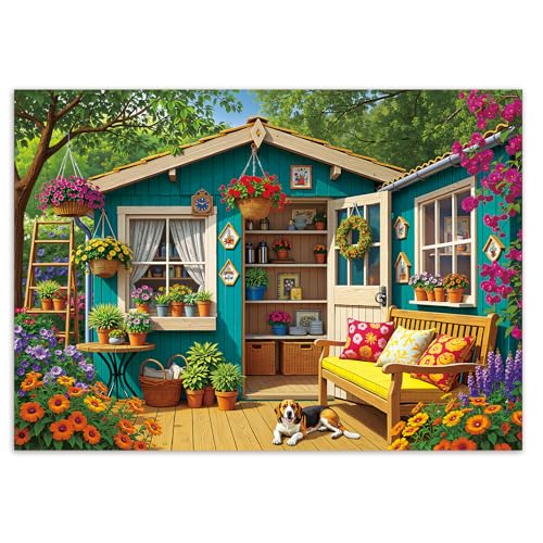 Artipuz Jigsaw Puzzles for Adults 1000 Pieces Countryside Flower House 276 x 197 Stress Relief Cognitive Challenge Ideal Mindfulness Gift for Family Game Night Artistic Wall Decor - Image 1