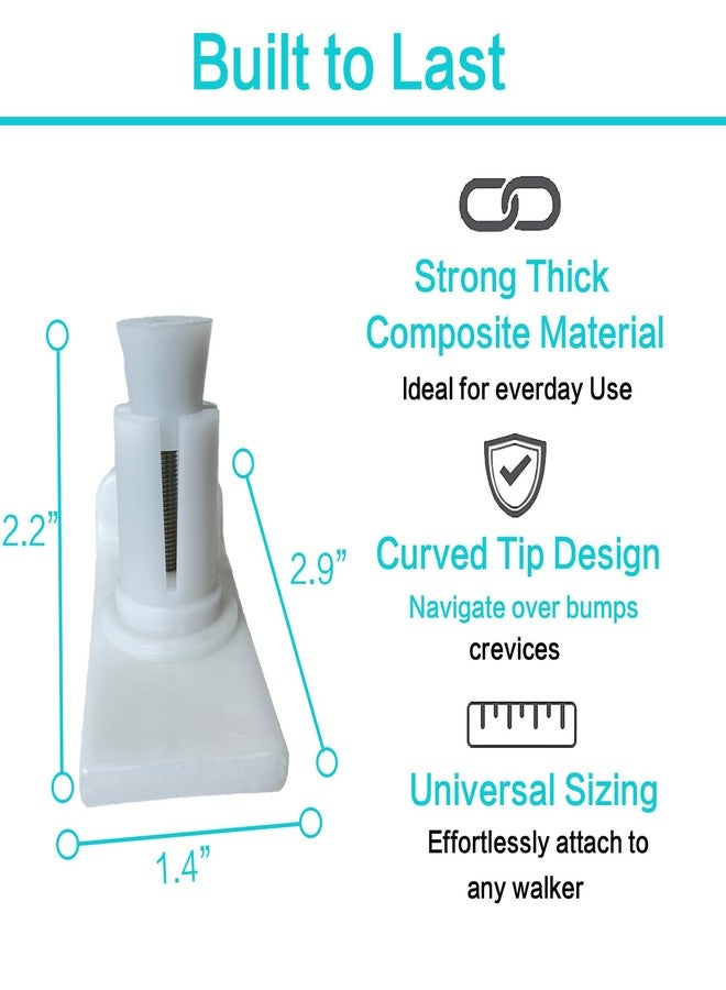 QingTD Walker Ski Glides (Pair) - Universal Fit, Heavy Duty Tennis Ball Slide Accessories for Seniors - Medical Walker Slider - Rubber Coaster Sock Covers - Durable Replacement Caps - Easy to Install (2) - Image 2