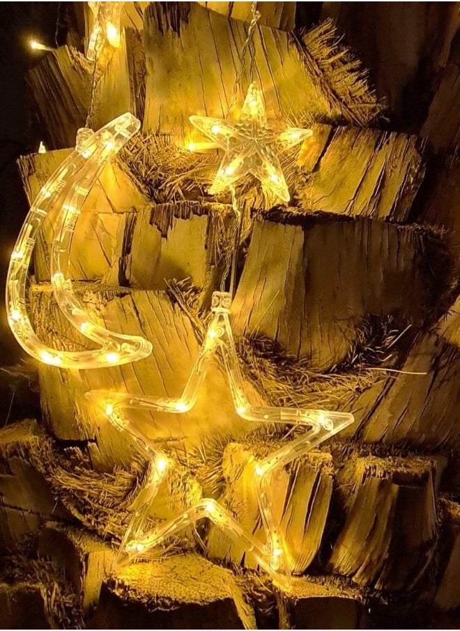 دراكسون - ديكور رمضان زينة سلسلة اضاءة نجوم و هلال لشهر رمضان كريم و عيد الفطر ليتات بطول 3 امتار ونصف ضد الماء للإستخدام الداخلي و الخارجي, مناسب كهدية وقابل للتوصيل مع سلسلة اضاءة اخرى - Image 1