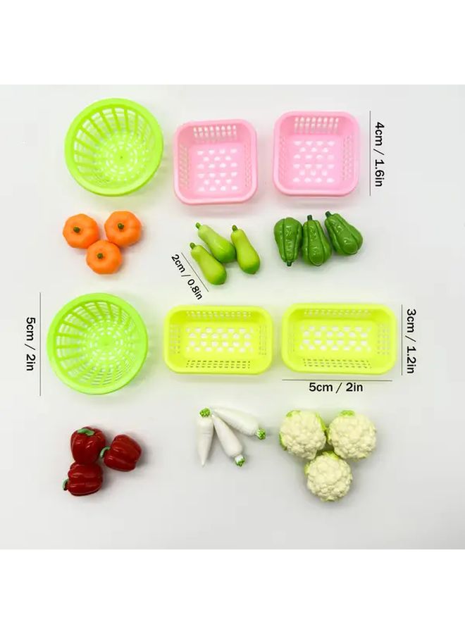 4Pcs Miniature Vegetable Basket With 3 Pumpkins Kitchen Decor Photo Props - Image 2