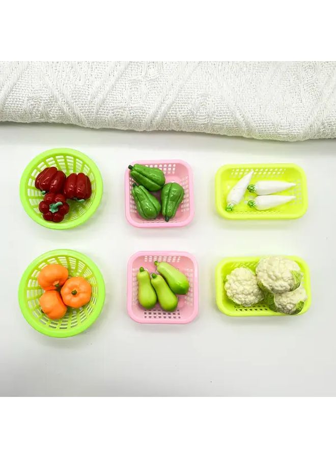 4Pcs Miniature Vegetable Basket With 3 Pumpkins Kitchen Decor Photo Props - Image 4