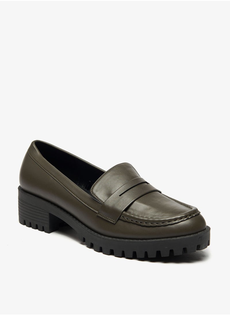 Flora Bella By Shoexpress - Women Solid Slip-On Loafers with Chunky Sole and Block Heels - Image 1