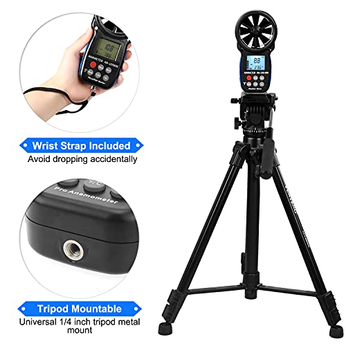 AIOMEST Handheld Anemometer AI-100WM Electronic Barometer Wind Speed Chill Temperature Meter Tester for Air Flow, Velocity, Pressure, Humidity Gauge - Image 3