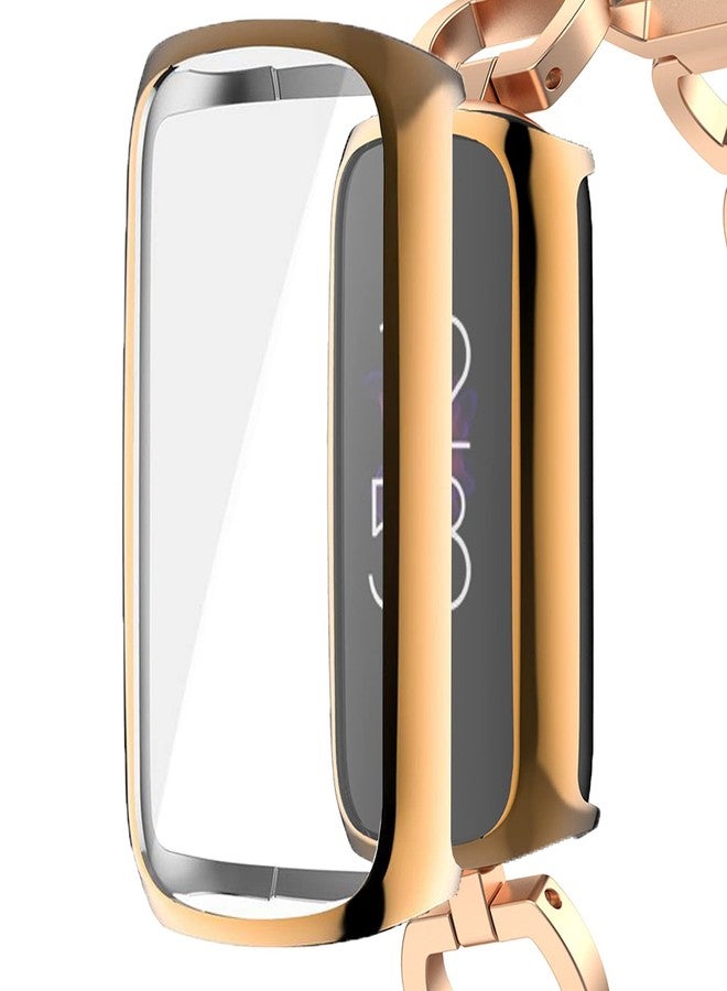 NINKI Compatible Fitbit Luxe Case, Rose Gold, Full Coverage Soft TPU Protector - Image 1