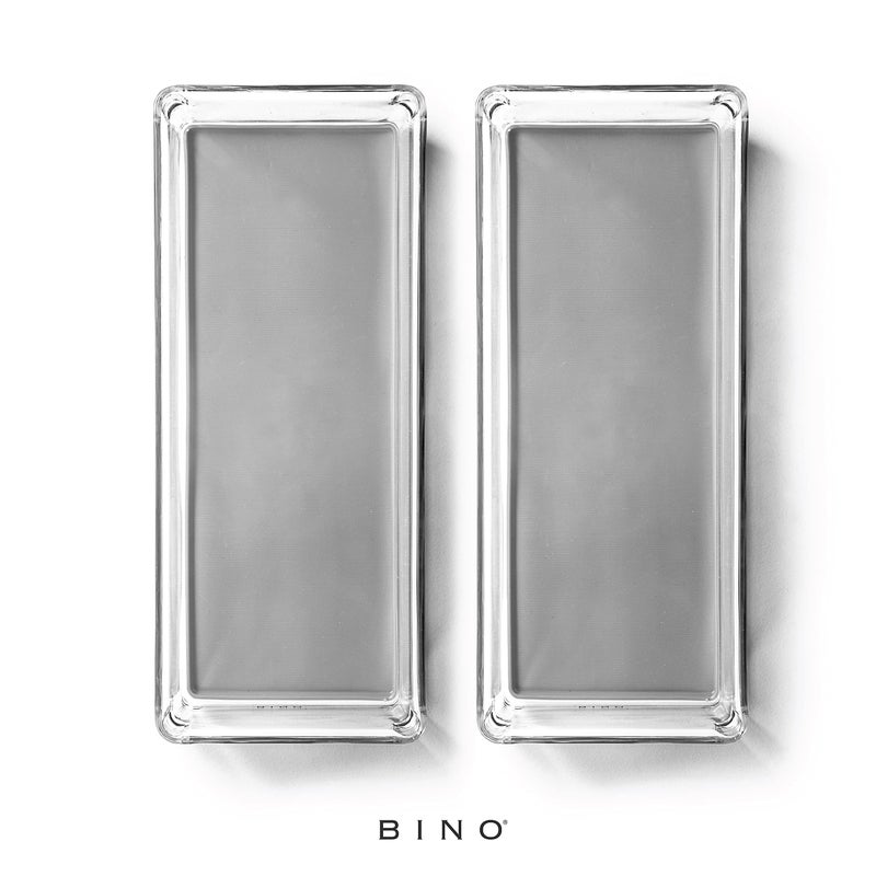 BINO | Oblong Plastic Drawer Organizer Bins, Light Grey- 2 Pack | THE ARTISAN+ | Multi-Use Organizer Bins | Soft-Grip Lining and Non-Slip Rubber Feet | Desk Drawer Organizer | Clear Vanity Organizer - Image 5