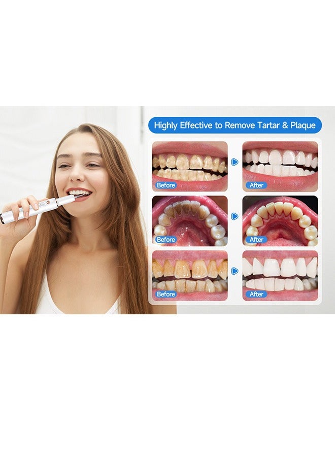CURVY MOON - Ultrasonic Dental Scaler Set for Teeth,  Electric Sonic Plaque Remover for Teeth, 5 Modes Rechargeable Teeth Cleaning Kit, 2 Replaceable Heads (White) - Image 1