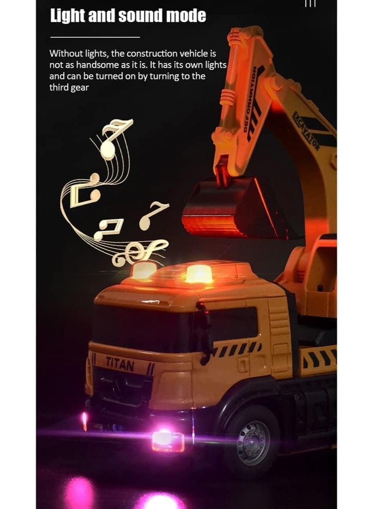 JAJEEK Remote Control Transform Robot Excavator Car 2-in-1 with One-Button Deformation, Electronic RC Construction Vehicle Toy with Lights and Sounds for Kids - Image 2