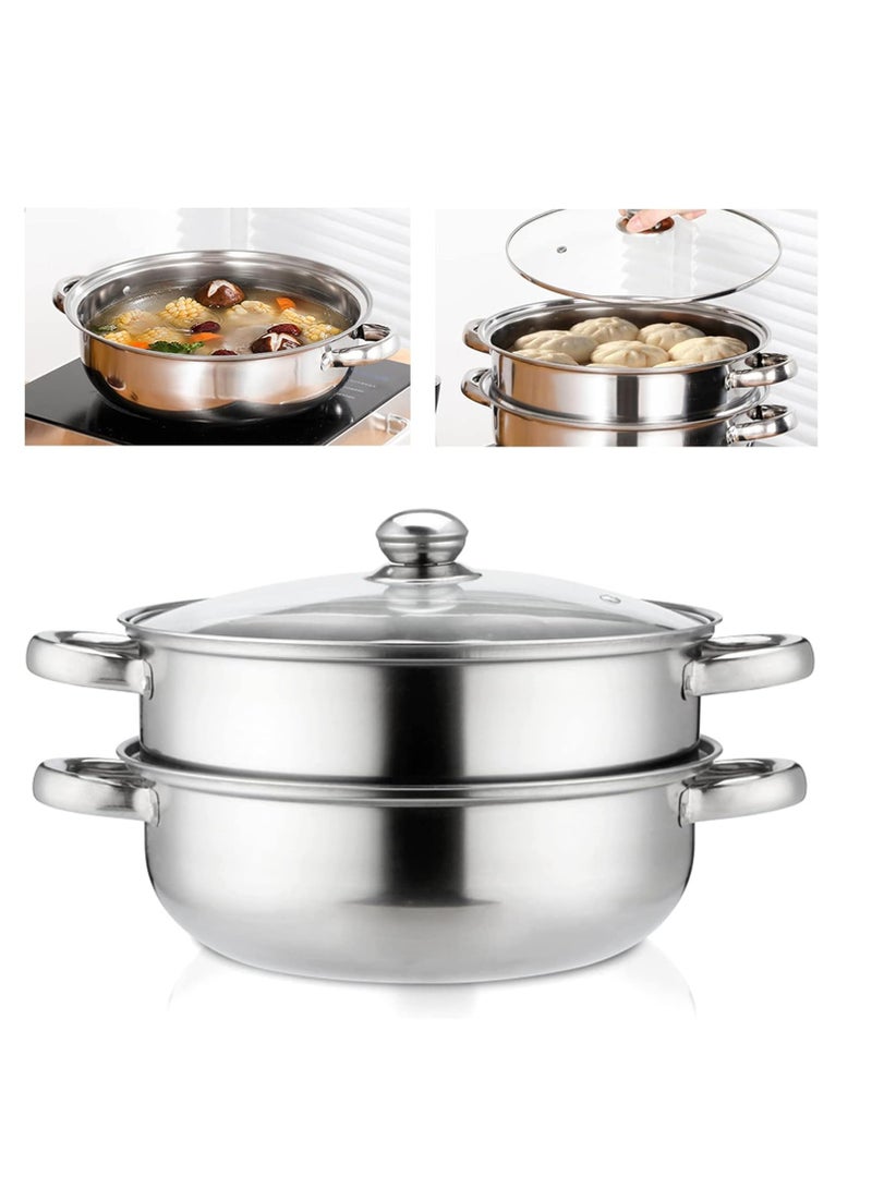 هاي هونور الفولاذ المقاوم للصدأ باخرة ، 2 - ربع باخرة مع إدراج باخرة ، 2 - طبقة مكدسة وزجاج غطاء مجموعة باخرة ، الفولاذ المقاوم للصدأ طباخ مزدوج مقلاة - Image 1