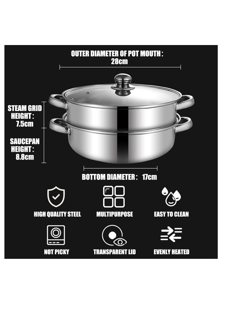 هاي هونور الفولاذ المقاوم للصدأ باخرة ، 2 - ربع باخرة مع إدراج باخرة ، 2 - طبقة مكدسة وزجاج غطاء مجموعة باخرة ، الفولاذ المقاوم للصدأ طباخ مزدوج مقلاة - Image 3