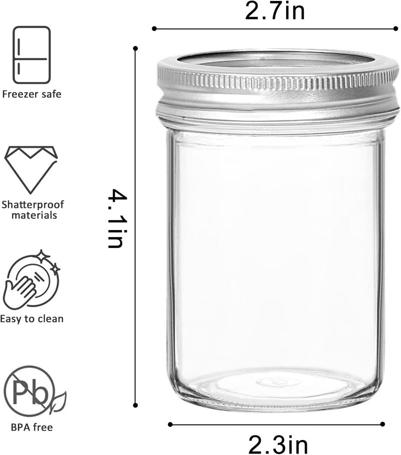 VERONES Mason Jars 8 OZ, 8 OZ Canning Jars Jelly Jars With Regular Lids, Ideal for Jam, Honey, Wedding Favors, Shower Favors - Image 1