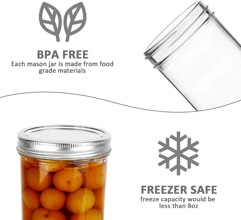 VERONES Mason Jars 8 OZ, 8 OZ Canning Jars Jelly Jars With Regular Lids, Ideal for Jam, Honey, Wedding Favors, Shower Favors - Image 3