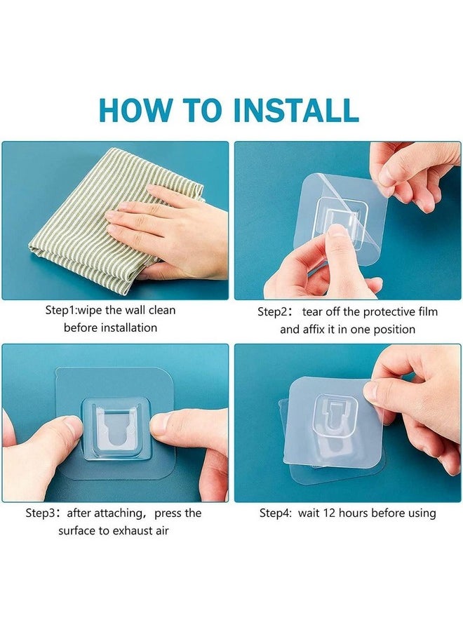 Concepta - Self Adhesive Male Female Wall Hooks 6 Kg Max Magic Transparent Sticker Hooks For Hanging Mobile Case Spike Guards Toilet Brush Photo Frames Bathroom Kitchen Accessories (Pack Of 20) - Image 1