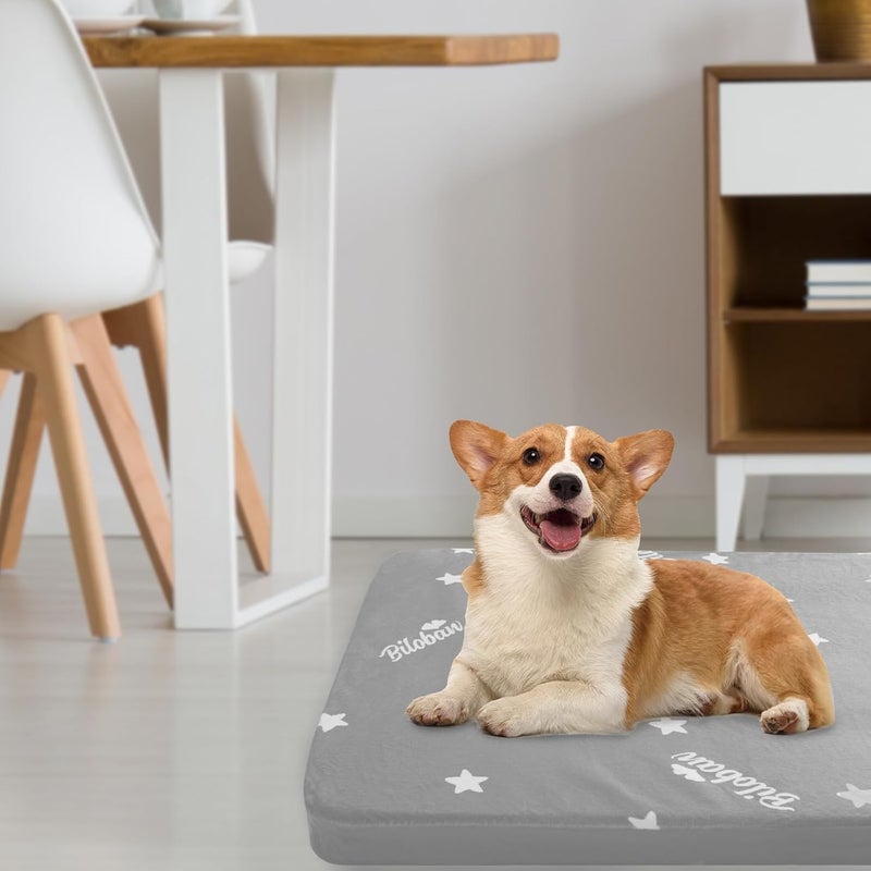 Biloban Waterproof Dog Beds for Large Dogs 38" x 26", Washable Large Dog Bed Pad, Memory Foam Dog Beds & Furniture, Large Dog Mat for Sleeping, Plush Flannel Fleece Top Pet Bed, Grey - Image 3