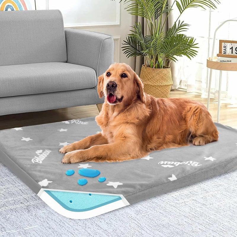 Biloban Waterproof Dog Beds for Large Dogs 38" x 26", Washable Large Dog Bed Pad, Memory Foam Dog Beds & Furniture, Large Dog Mat for Sleeping, Plush Flannel Fleece Top Pet Bed, Grey - Image 1