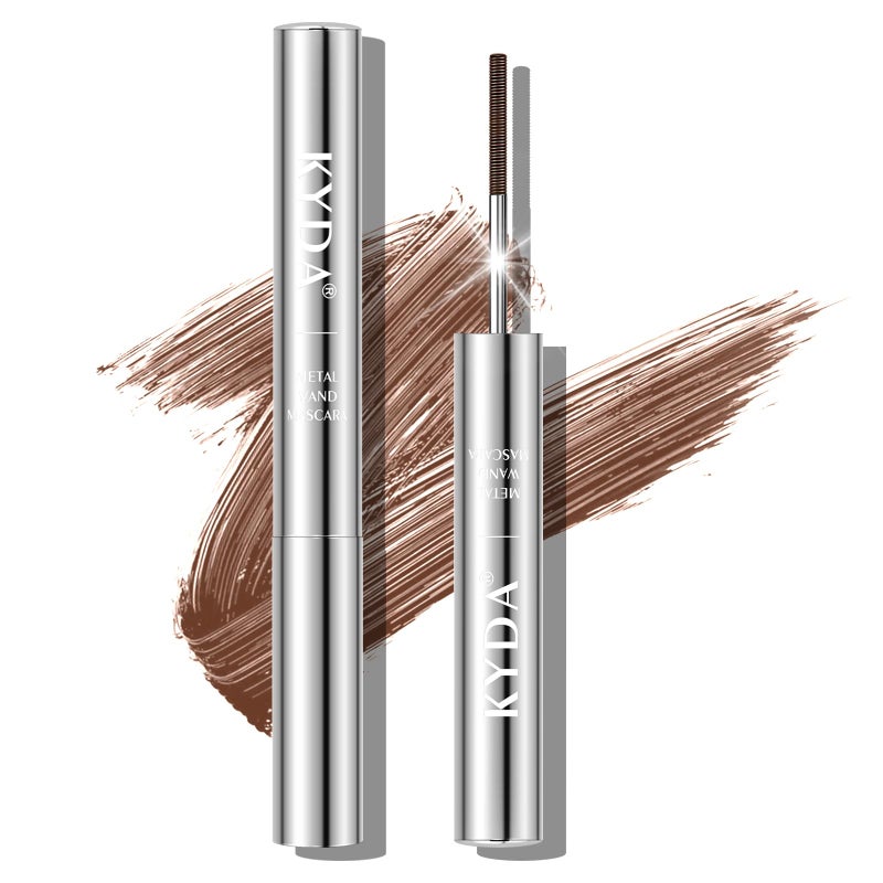 FREEORR Washable Iron Wand Mascara - Brown, 3D Curling Iron Non-Clumping, Smudge-Proof Slim Mascara with Metal Rod yelash Brush - Image 1