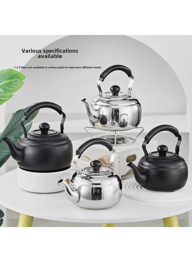 Stainless Steel Teapot Commercial Hotel Special Tea Kettle Catering Shop Outdoor Boiling Teapot With Fire Induction Cooker-Color:1.5l Chinese Teapot (black)  - Image 1
