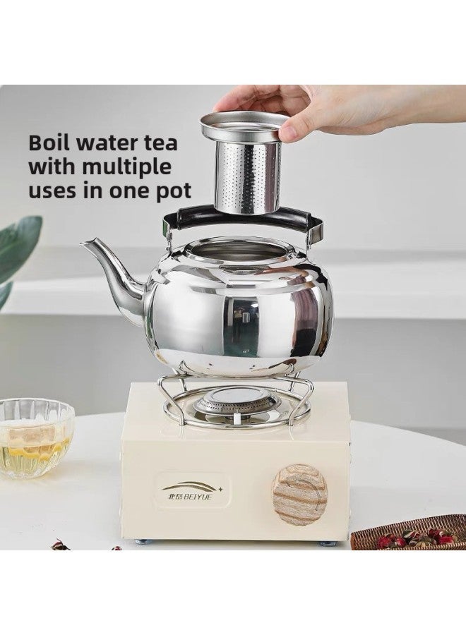 Stainless Steel Teapot Commercial Hotel Special Tea Kettle Catering Shop Outdoor Boiling Teapot With Fire Induction Cooker-Color:1.5l Chinese Teapot (black)  - Image 3