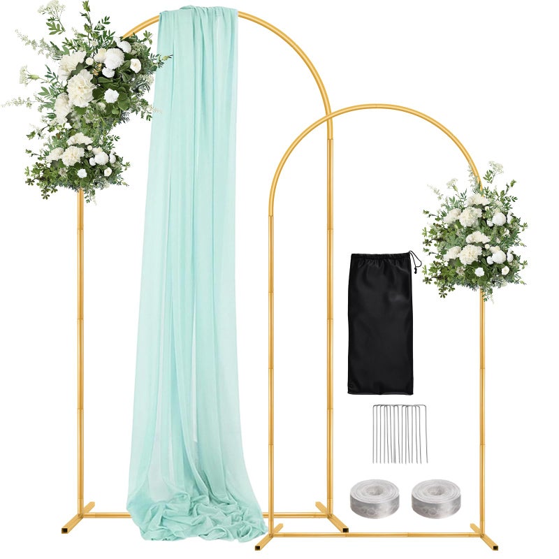 WellSign Wedding Arch Backdrop Stand 72FT 6FT Set of 2 Gold Metal Balloon Arch kit Stand for Gender Reveal Ceremony Engagement Anniversary Bridal Valentine Party Event Decoration - Image 2