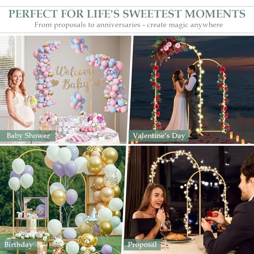 WellSign Wedding Arch Backdrop Stand 72FT 6FT Set of 2 Gold Metal Balloon Arch kit Stand for Gender Reveal Ceremony Engagement Anniversary Bridal Valentine Party Event Decoration - Image 3