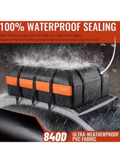 Sharpdo Car Rooftop Cargo Carrier Bag Car Organizer Travel Bag 15 Cubic Feet 52*40*18cm Black Orange  - Image 5