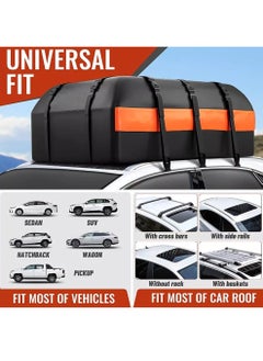 Sharpdo Car Rooftop Cargo Carrier Bag Car Organizer Travel Bag 15 Cubic Feet 52*40*18cm Black Orange  - Image 3