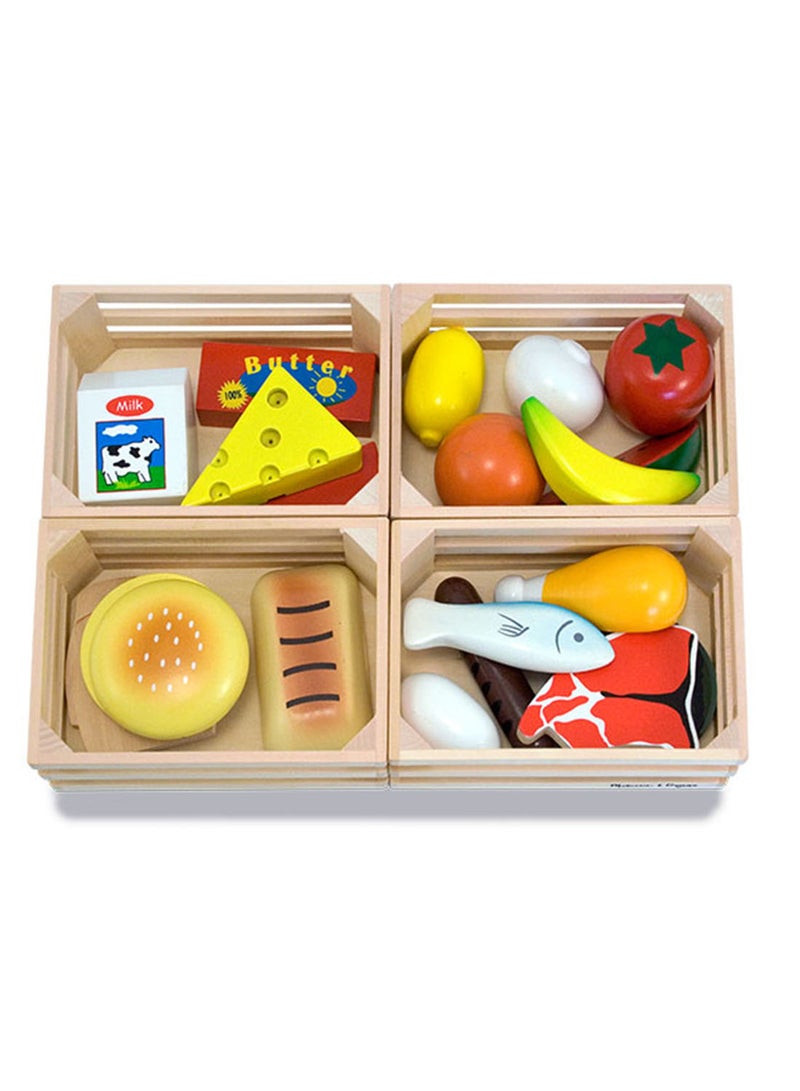 Melissa & Doug Food Groups - 21 Wooden Pieces and 4 Crates, Multi Play Food Sets For Kids Kitchen, Pretend Food, Toy Food For Toddlers And Kids Ages 3+ - Image 3
