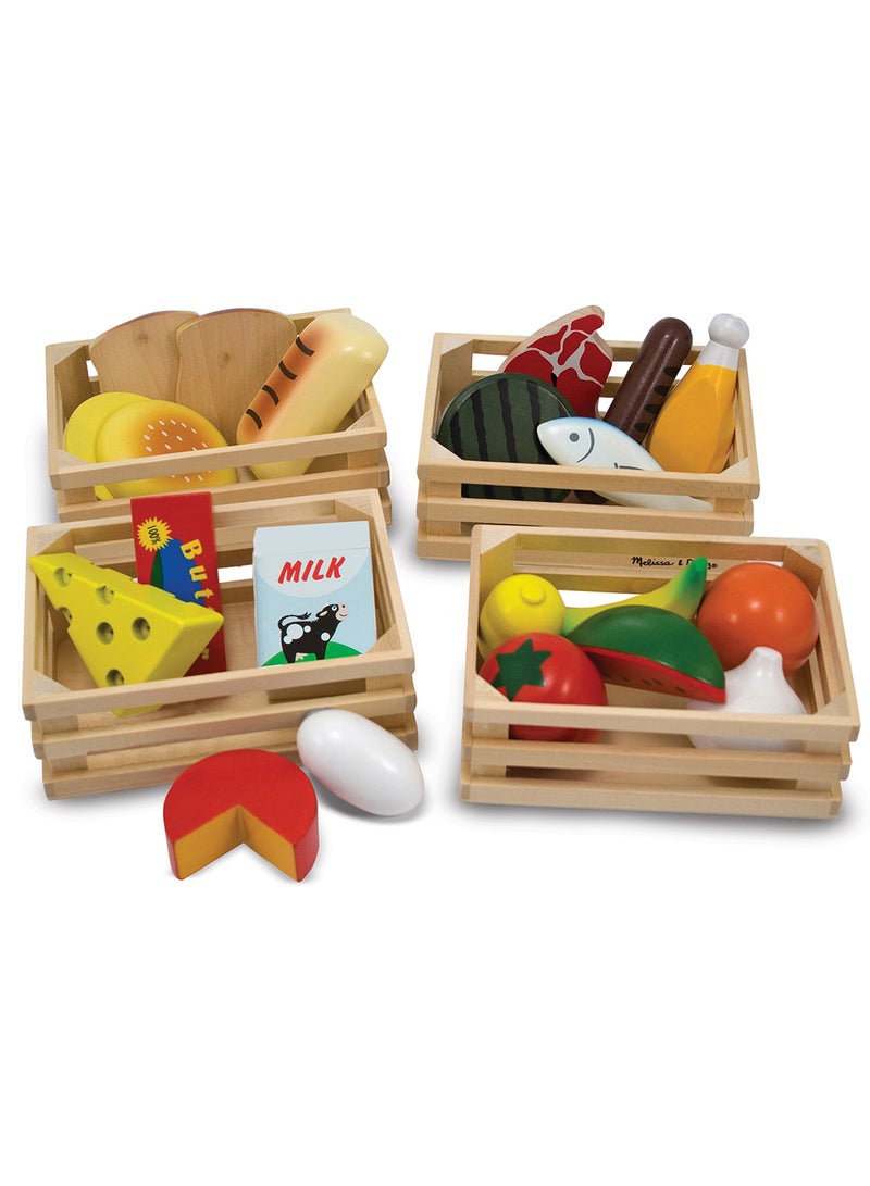 Melissa & Doug Food Groups - 21 Wooden Pieces and 4 Crates, Multi Play Food Sets For Kids Kitchen, Pretend Food, Toy Food For Toddlers And Kids Ages 3+ - Image 2