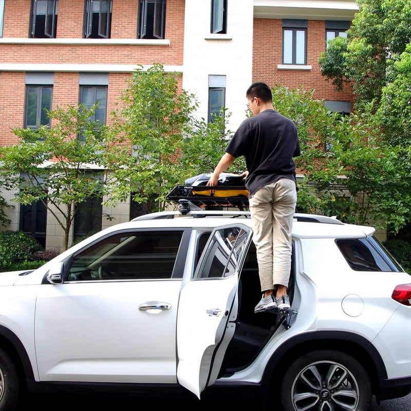 PHATRIP Car Door Step Folding Car Door Pedal Folding Ladder for Cars Easy to Get to the Roof Universal Doorstep Fits the Vehicle with U Door Hatches SUV, Jeep, RV - Image 5