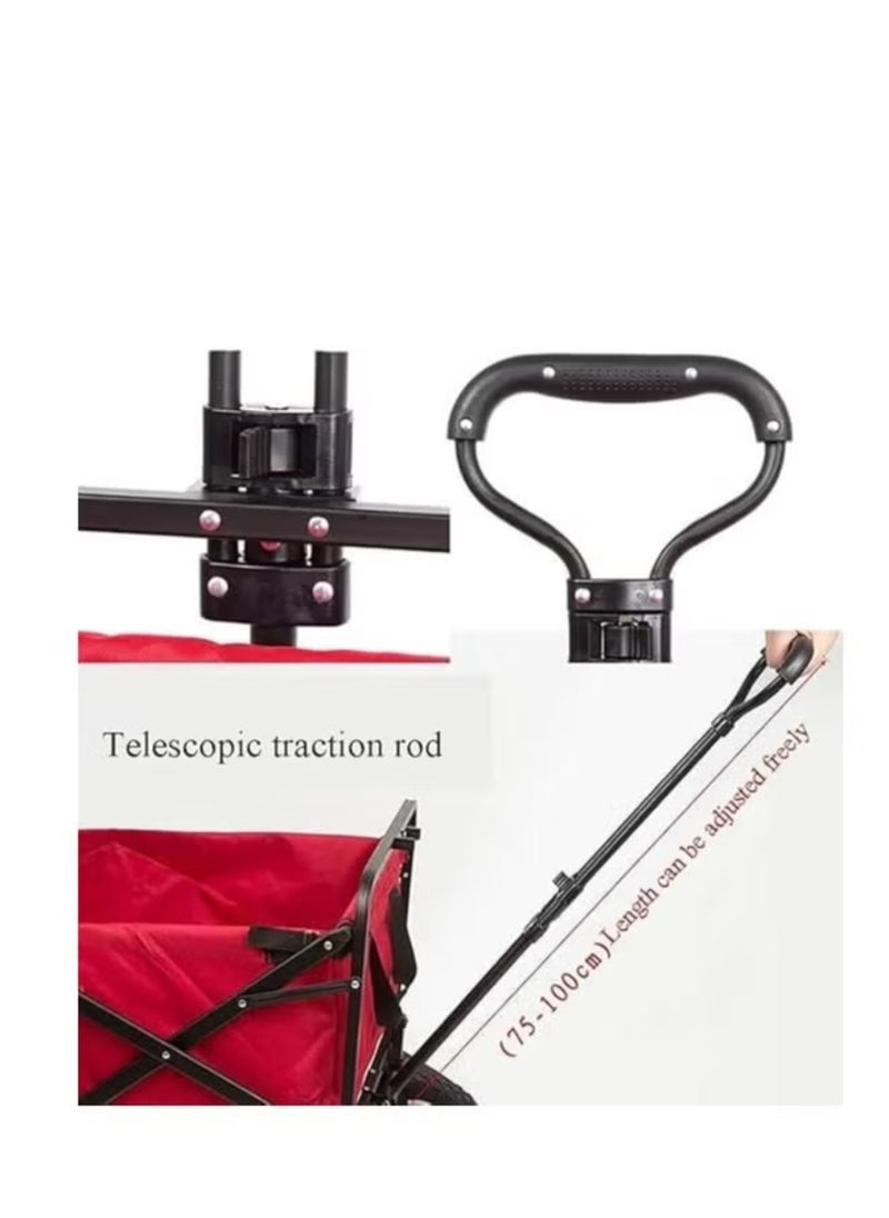 عربة تسوق حديقة قابلة للطي كبيرة مع مقبض قابل للتعديل - 60x38x58 سم - Image 3