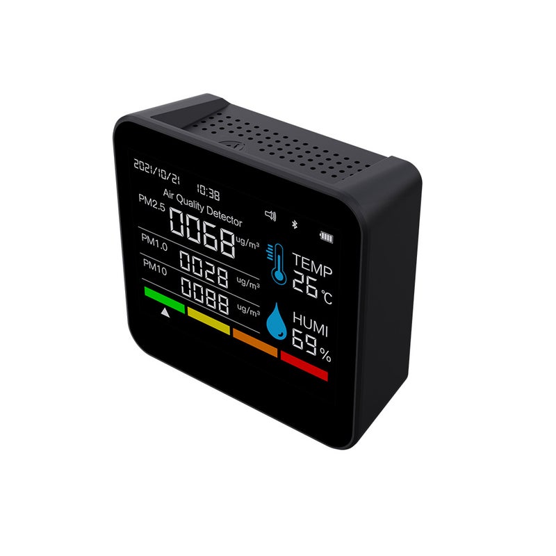 Air Quality Monitor 9 In 1 Black - High Accuracy Carbon Dioxide Detector - Clear Display CO2 Meter for Home Office Indoor Spaces - Image 1