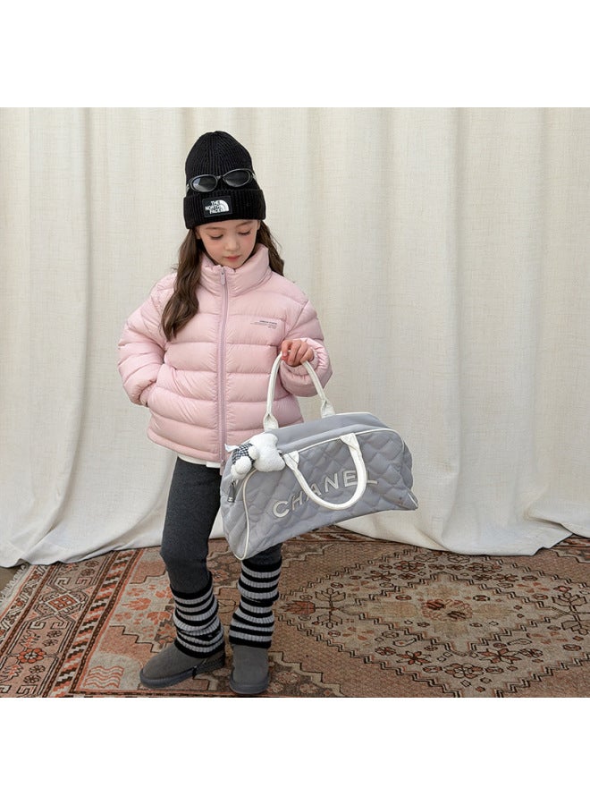 New National Standard Duck Down Traceable~unisex Parent-child Style Basic Thick Warm Letter Stand Collar Down Jacket