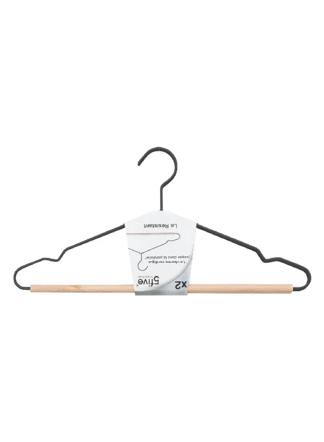 Five Simply Smart 2-Piece High Quality Metal and Wooden Cloth Hanger Set Beige and Black 20 x 43 x 1.5 cm 167829