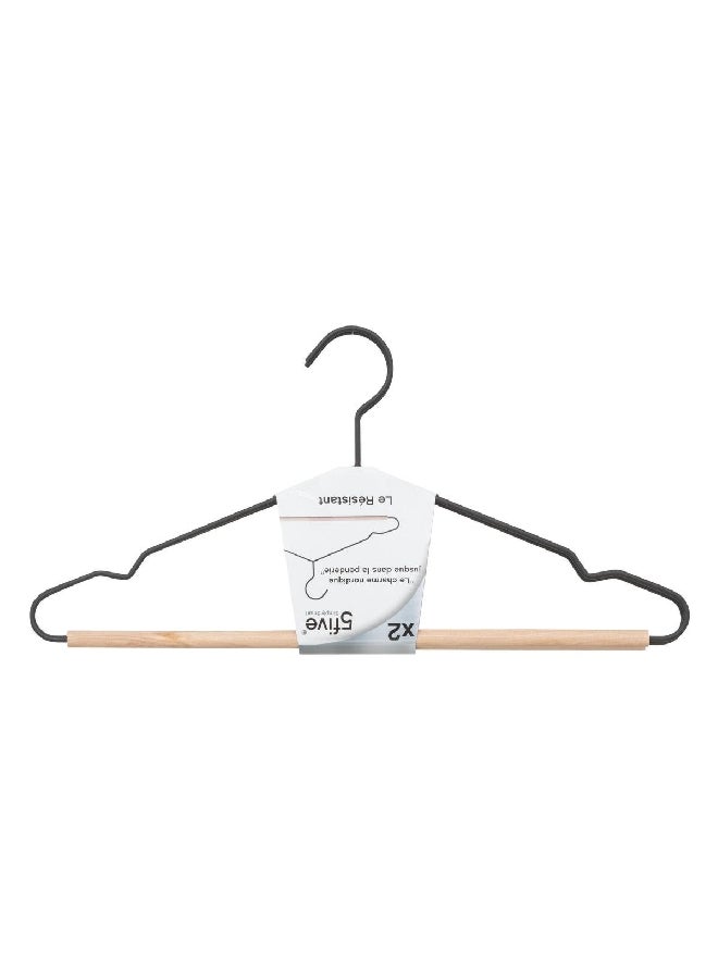 Five Simply Smart 2-Piece High Quality Metal and Wooden Cloth Hanger Set Beige and Black 20 x 43 x 1.5 cm 167829 - Image 2