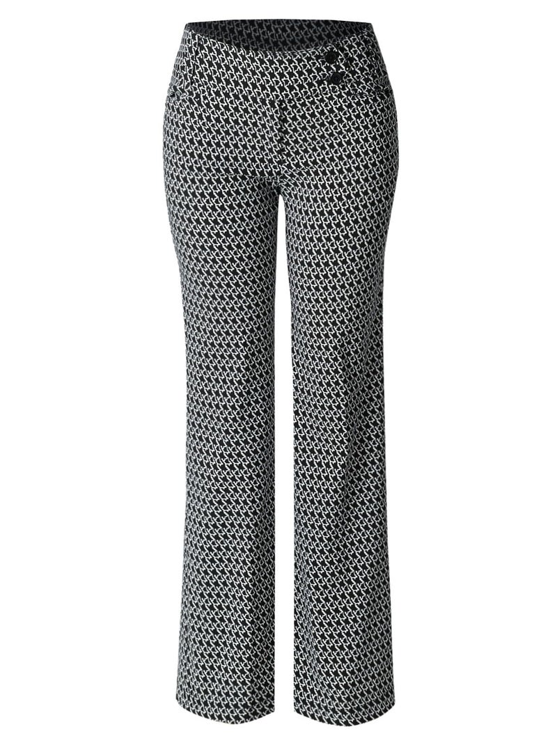 MixMatchy Women's Ultra Stretch Plaid Bootcut Dress Pants Work Business Office Trousers Black/White M - Image 2