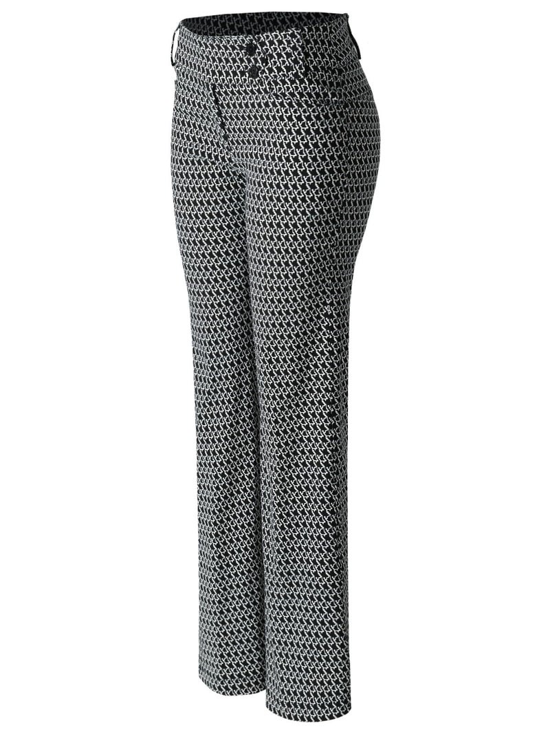 MixMatchy Women's Ultra Stretch Plaid Bootcut Dress Pants Work Business Office Trousers Black/White M - Image 3