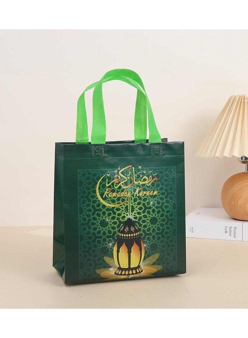 12 قطعة من أكياس هدايا رمضان، أكياس هدايا عيد مبارك قابلة لإعادة الاستخدام مع مقابض، أكياس حفلات رمضان مبارك، أكياس عيد غير منسوجة متعددة الوظائف لتغليف الهدايا، لوازم حفلات رمضان كريم مع بطاقات هدايا - Image 5