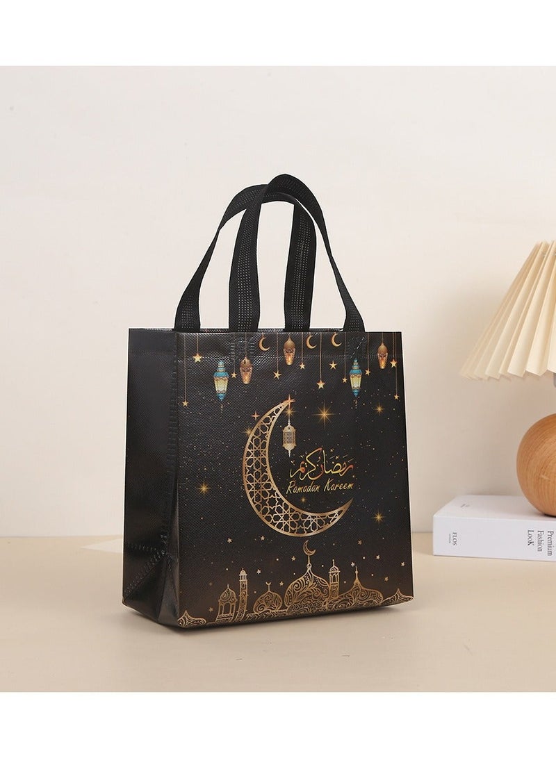 12 قطعة من أكياس هدايا رمضان، أكياس هدايا عيد مبارك قابلة لإعادة الاستخدام مع مقابض، أكياس حفلات رمضان مبارك، أكياس عيد غير منسوجة متعددة الوظائف لتغليف الهدايا، لوازم حفلات رمضان كريم مع بطاقات هدايا - Image 4