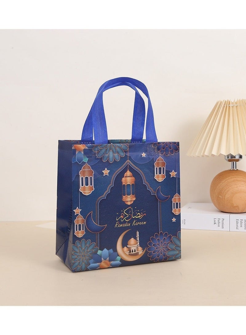 12 قطعة من أكياس هدايا رمضان، أكياس هدايا عيد مبارك قابلة لإعادة الاستخدام مع مقابض، أكياس حفلات رمضان مبارك، أكياس عيد غير منسوجة متعددة الوظائف لتغليف الهدايا، لوازم حفلات رمضان كريم مع بطاقات هدايا - Image 3