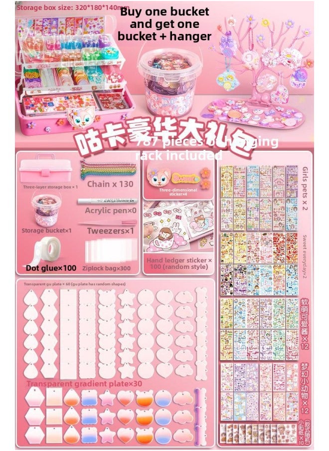 Generic - Guka Full Set Cream Gum Guka Toy Handmade Diy Children Guta Guka Set Box Cool Capka Cuka Stickers-Color:[Buy A Box And Send A Bucket + Display Stand] Goo Card Package 787 Pieces (send Three-dimensional Stickers +100 Hand Account Stickers) - Image 1